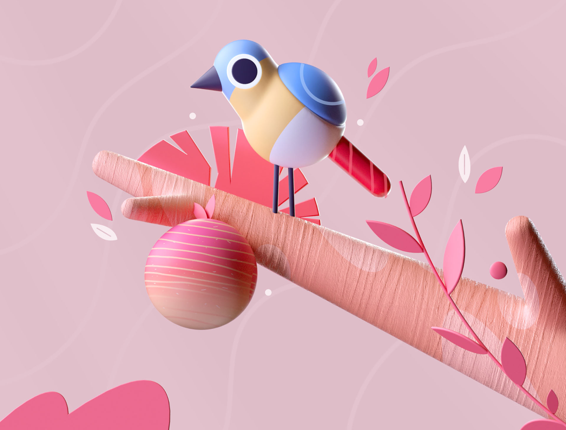 Birds  Fruit design bird plants colors graphic illustration 3d 2d.jpg