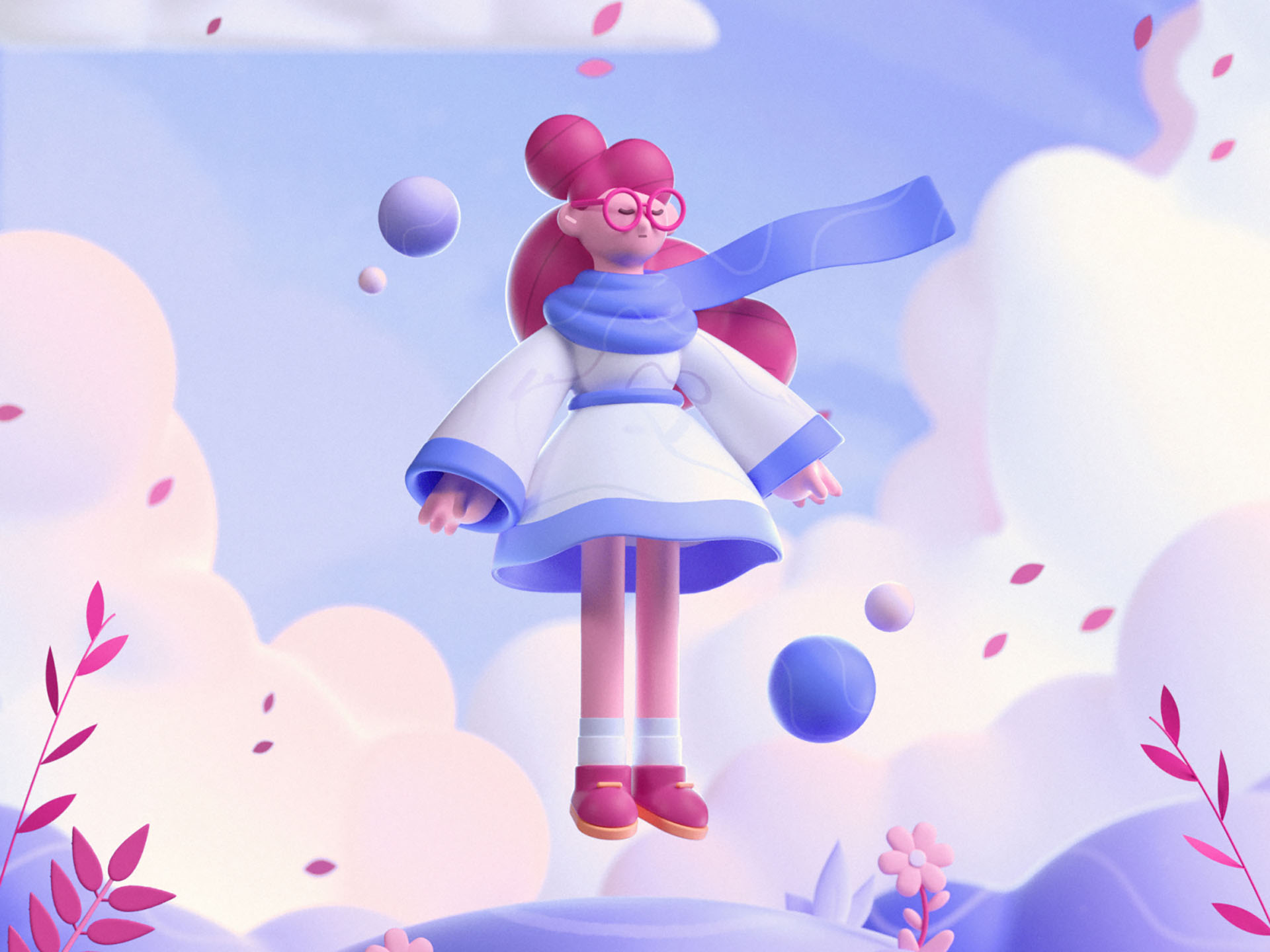 Cloud Girl sky blue meditate girl cute cloud design graphic colors sha.jpg