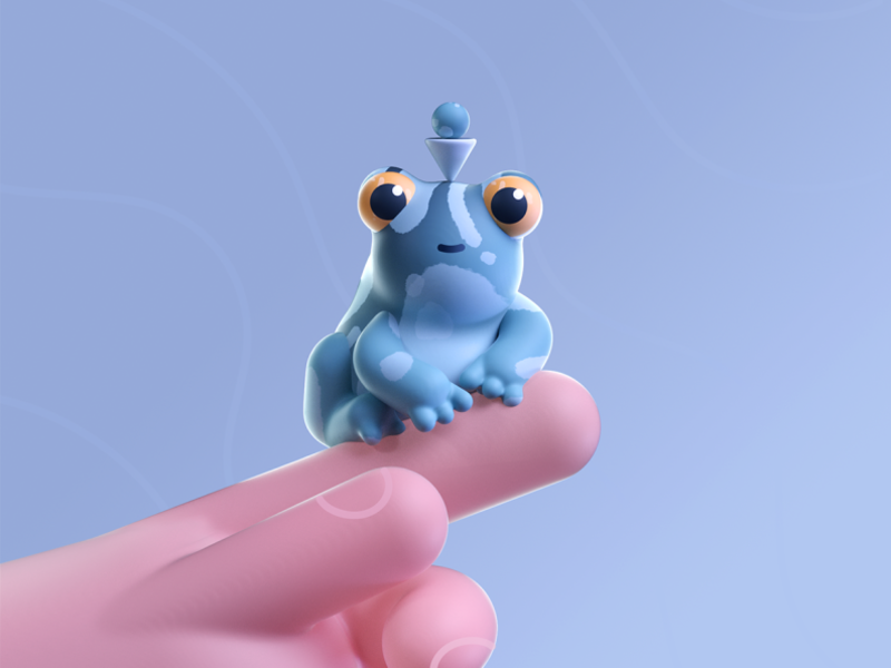 Cute Frog eye animal blue cute design colors shape illustration 3d 2d.png