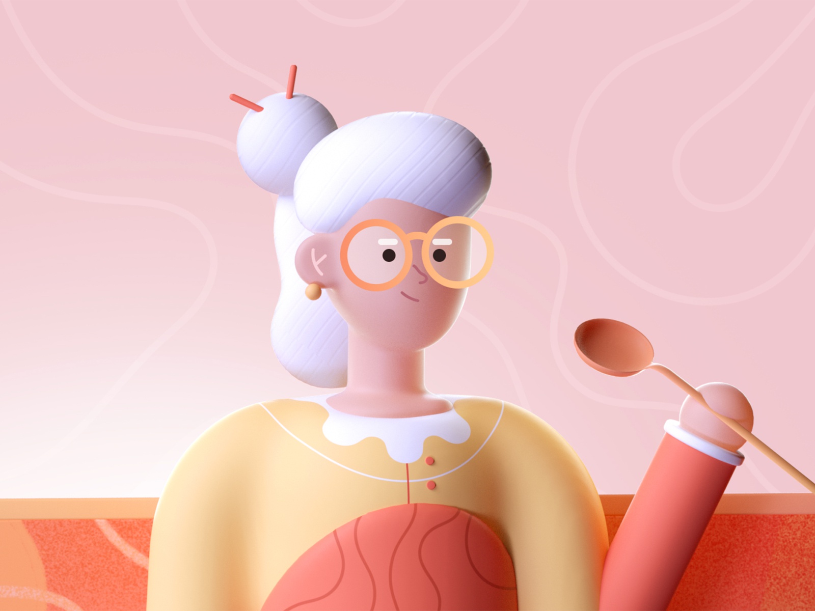 Grandma Cooking 3d art cook grandma character colors shape illustratio.jpg