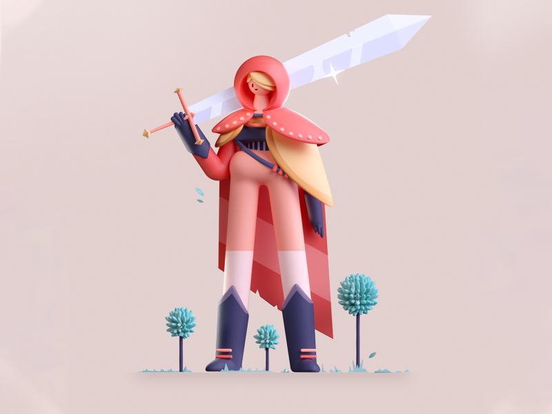 Knight Sword pink medieval knight sword design graphic illustration 3d.png