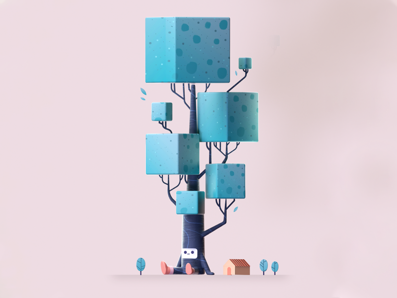 Little Tree cute tree nature design graphic illustration shape 3d 2d.png