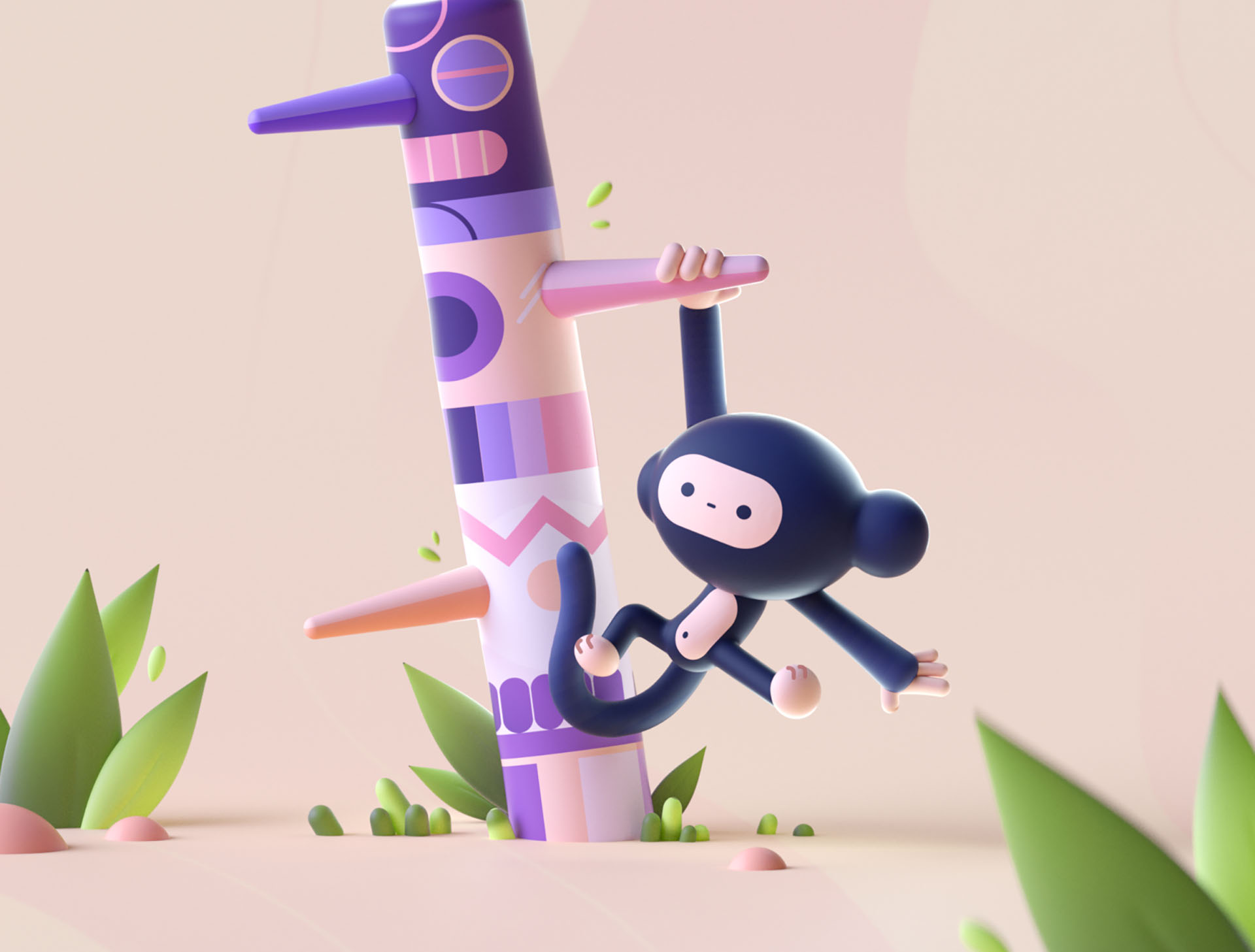 Monkey Totem jungle monkey totem character graphic colors shape illust.jpg