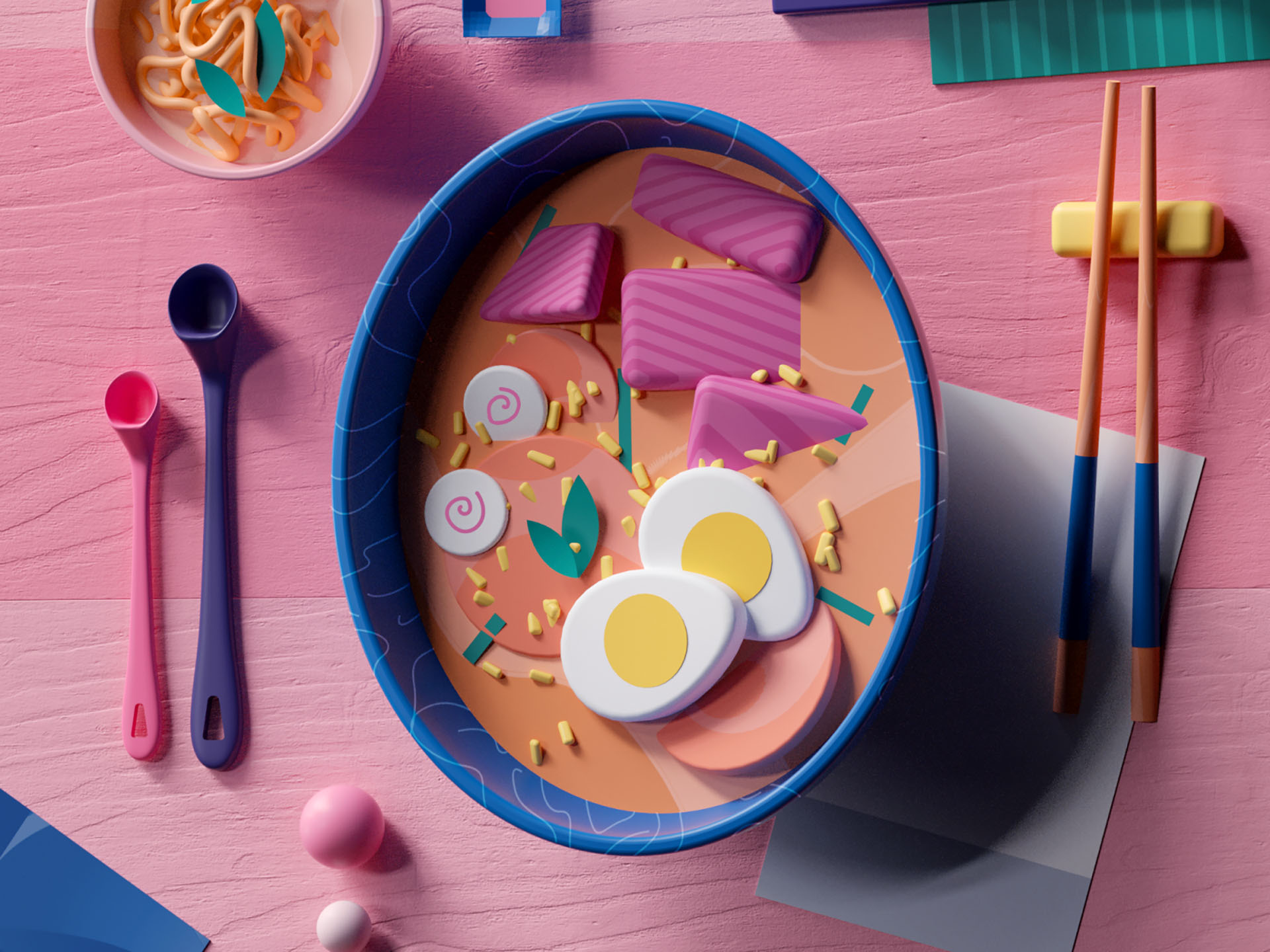 Space Ramen pink 36days colors japan food ramen food app illustration.jpg