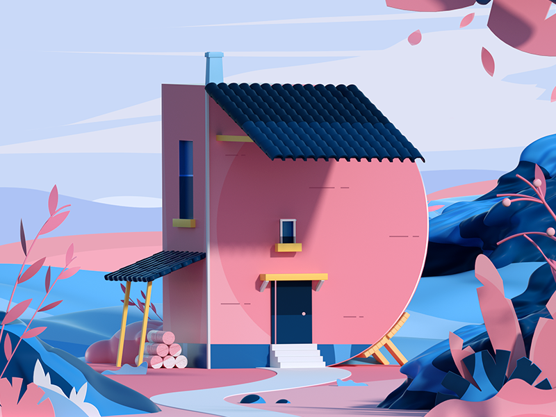 The D House colors graphic illustration architecture letter 36days 3d.png