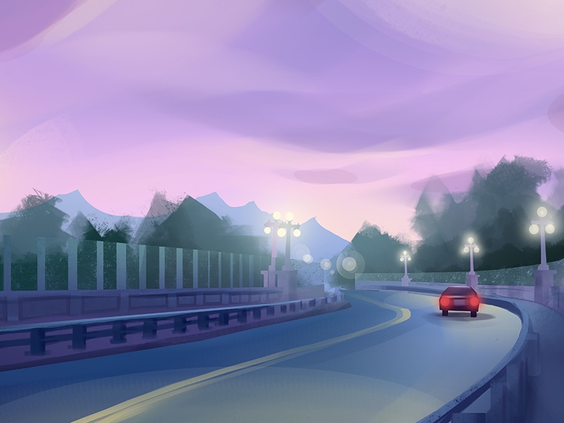Drive At Dusk light sky night nature sunset design drive photoshop ill.jpg