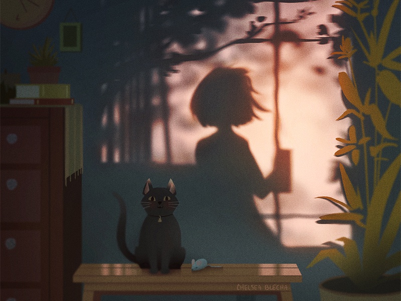 Home cat sunset cute background design environment design nature graph.jpg