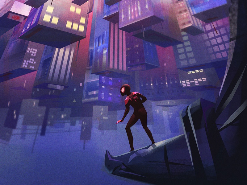 Into The Spider-Verse painting light city spiderman visual development.jpg