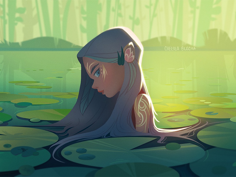 Lily girl cute sea background design environment design nature graphic.jpg
