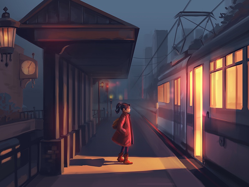 Mind The Gap background train city light night illustration design pai.jpg