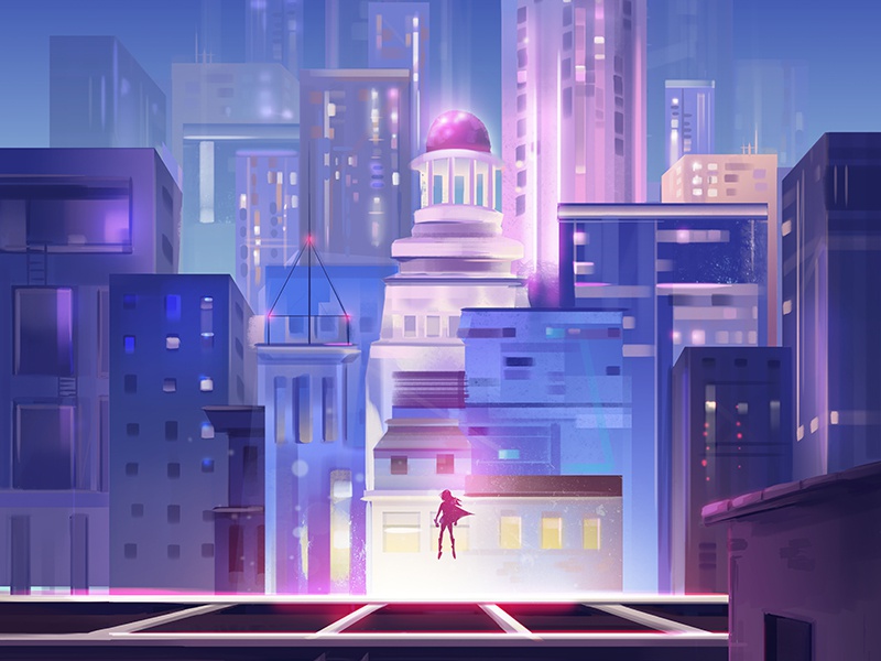 Rooftops background graphic city light night illustration design paint.jpg
