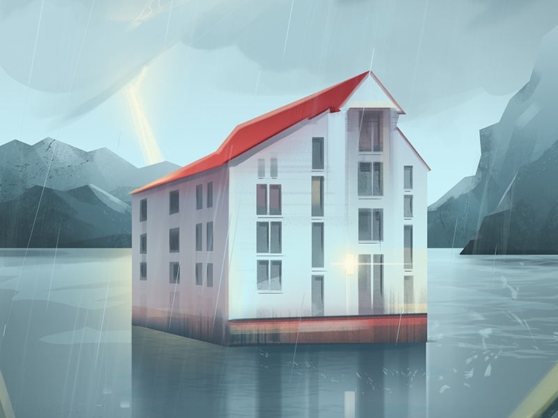 Solitude home sea outdoors storm rain nature illustration painting lig.jpg