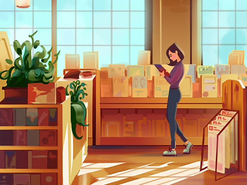 The Bookstore photoshop illustration environment background design cha.jpg