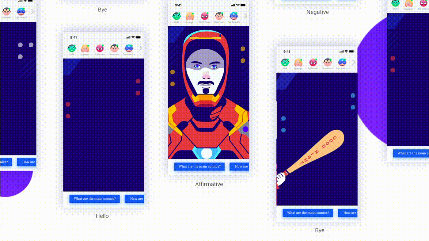 marvel dc superheroes ILLUSTRATION  Interface Web Chat inspiration int (3).gif