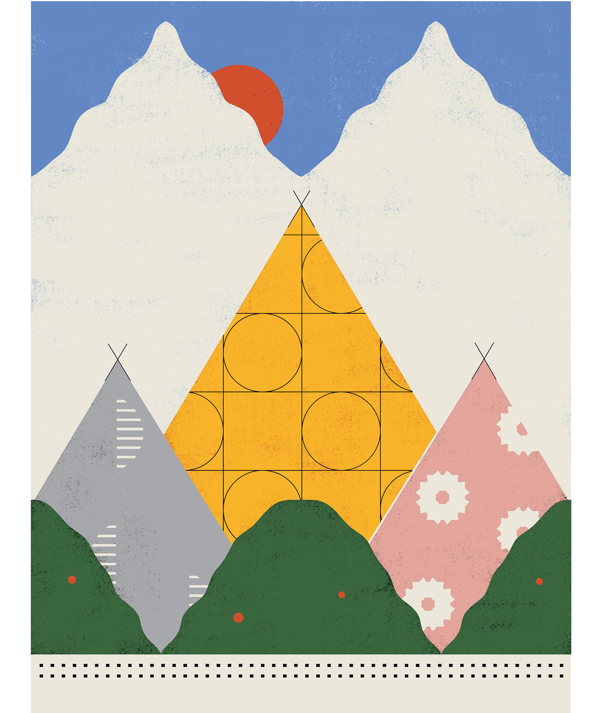 Nature pattern texture colorful tent poster camping Minimalism print d.jpg