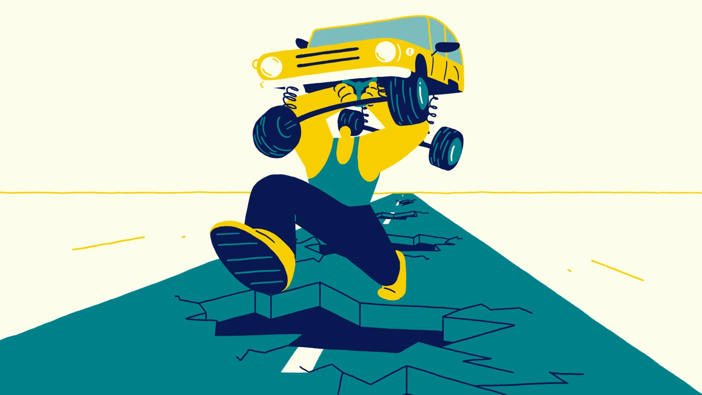 car Character gif loop road frame by Frame holes animation  jump.gif