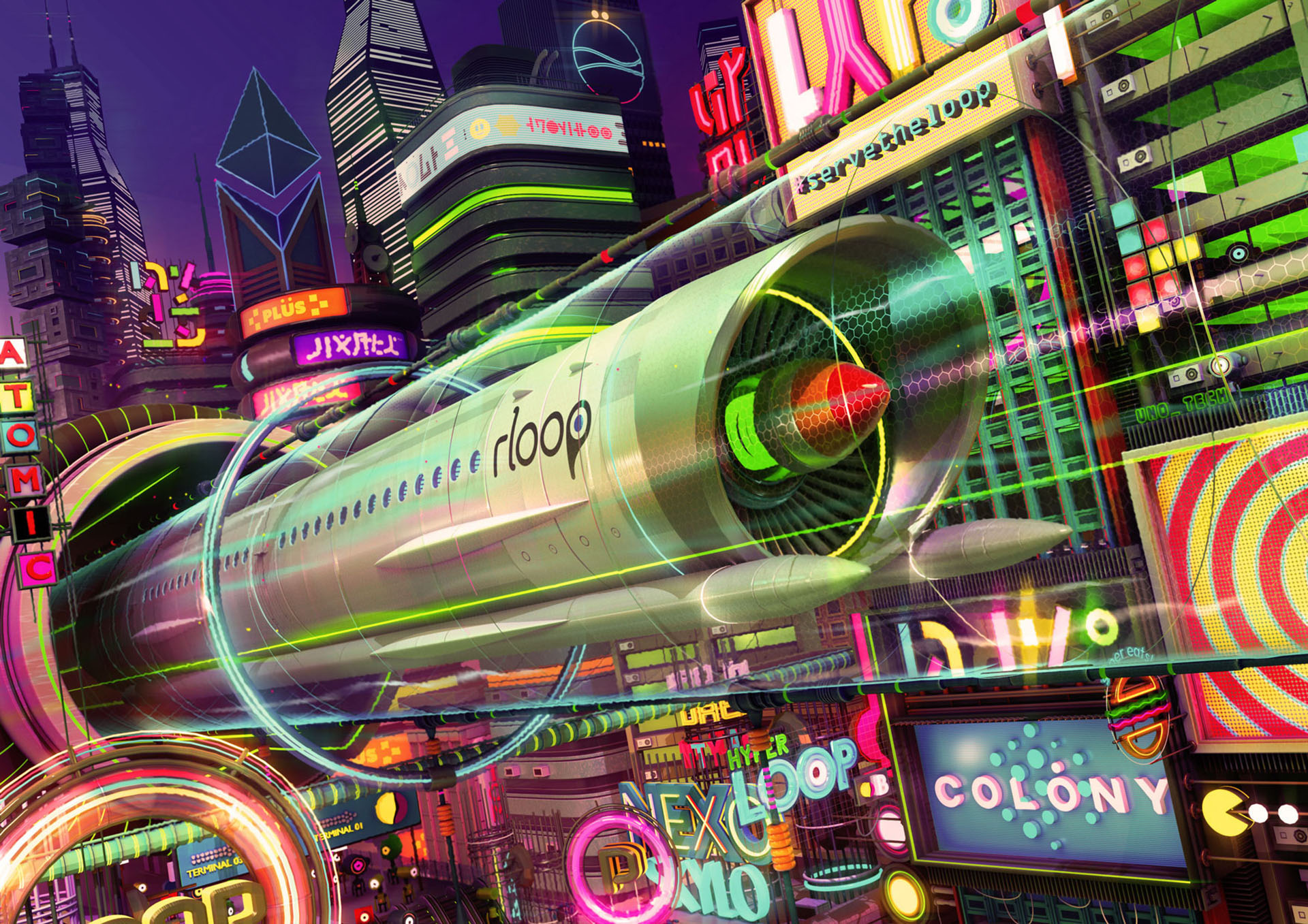 robots aliens 3D ILLUSTRATION  city night Games Nintendo (4).jpg