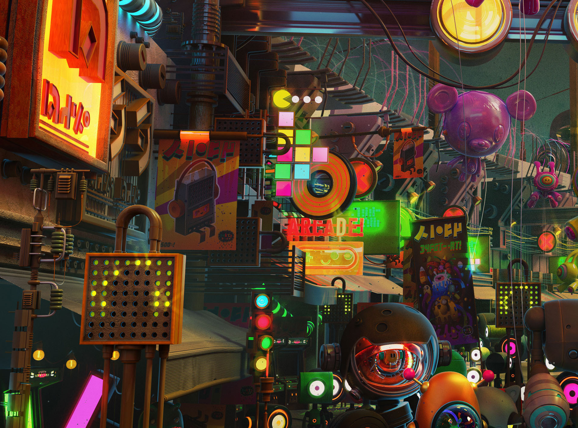 robots aliens 3D ILLUSTRATION  city night Games Nintendo (5).jpg