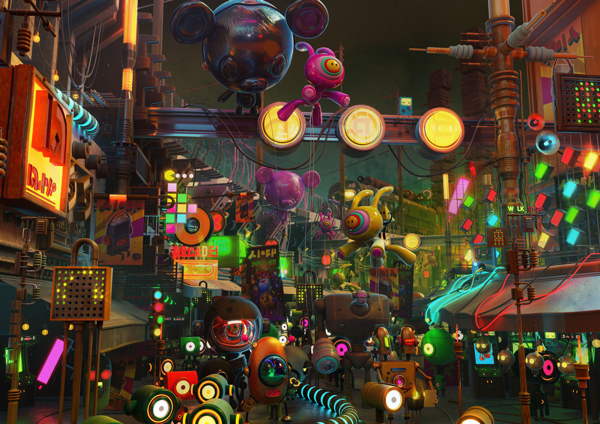 robots aliens 3D ILLUSTRATION  city night Games Nintendo.jpg