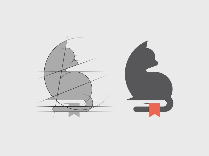 Cat + Book Logo symbol simple puppy minimalist modern negative space m.jpg