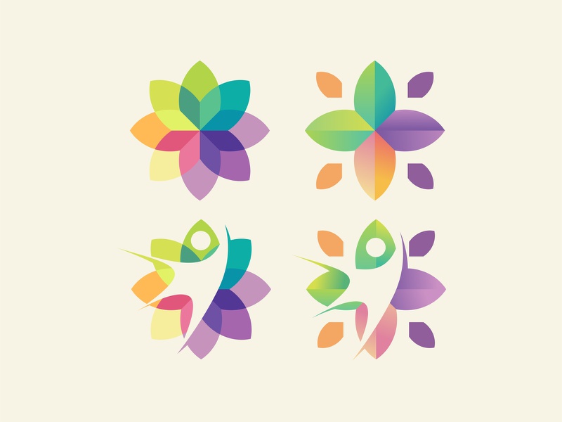 Colorful flower with man care vector ux ui colorful logo illustration.jpg