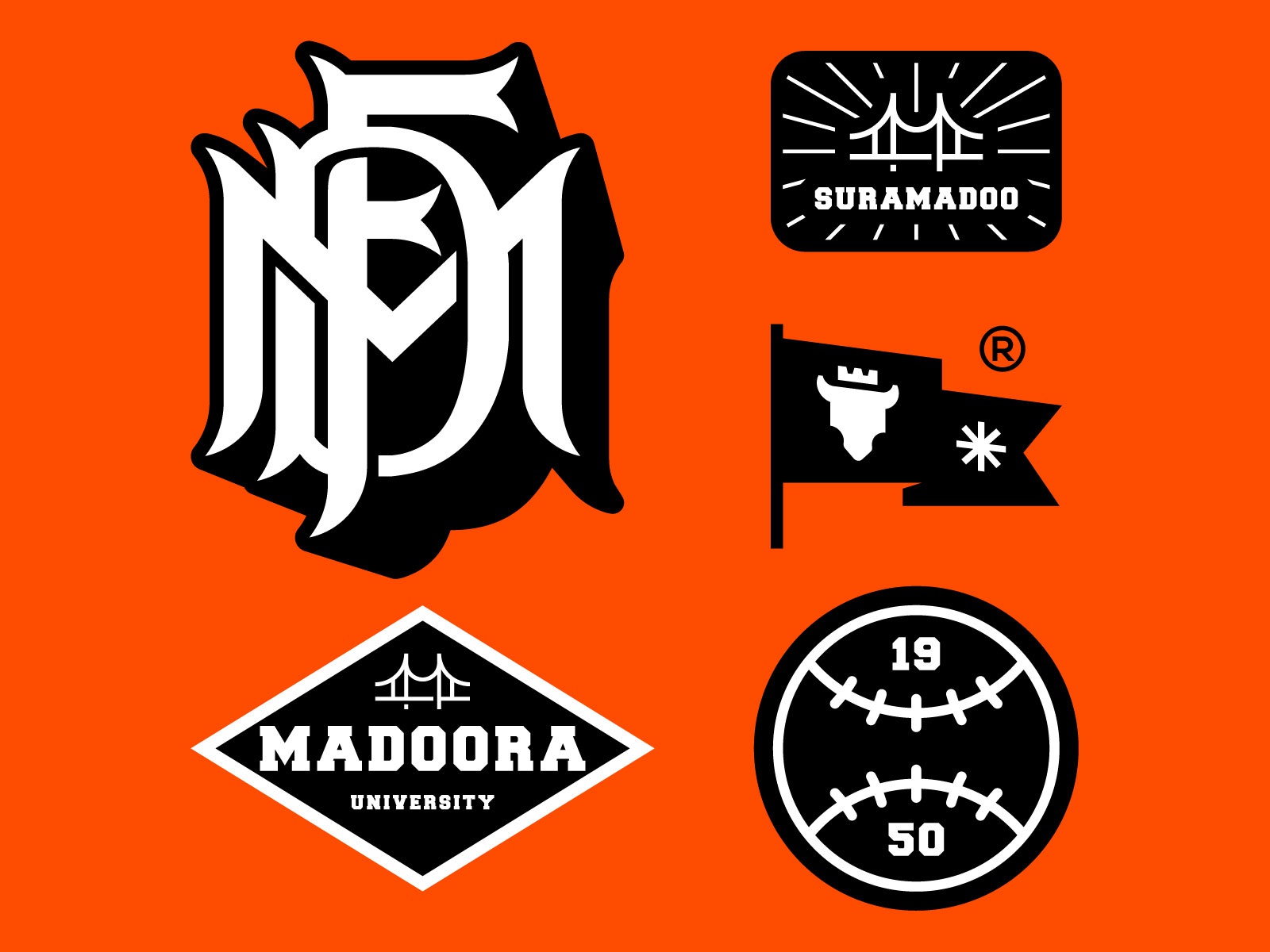 Madoora University orange mark branding logo design varsity logo banne.jpg