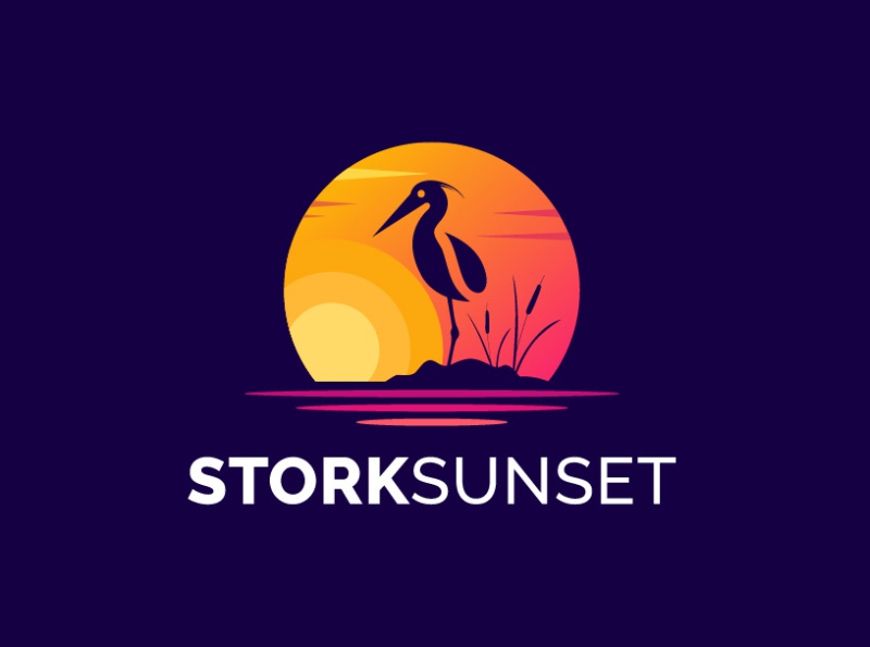 Stork with Sunset vector sunset logo inspiration illustration icon sun.jpg