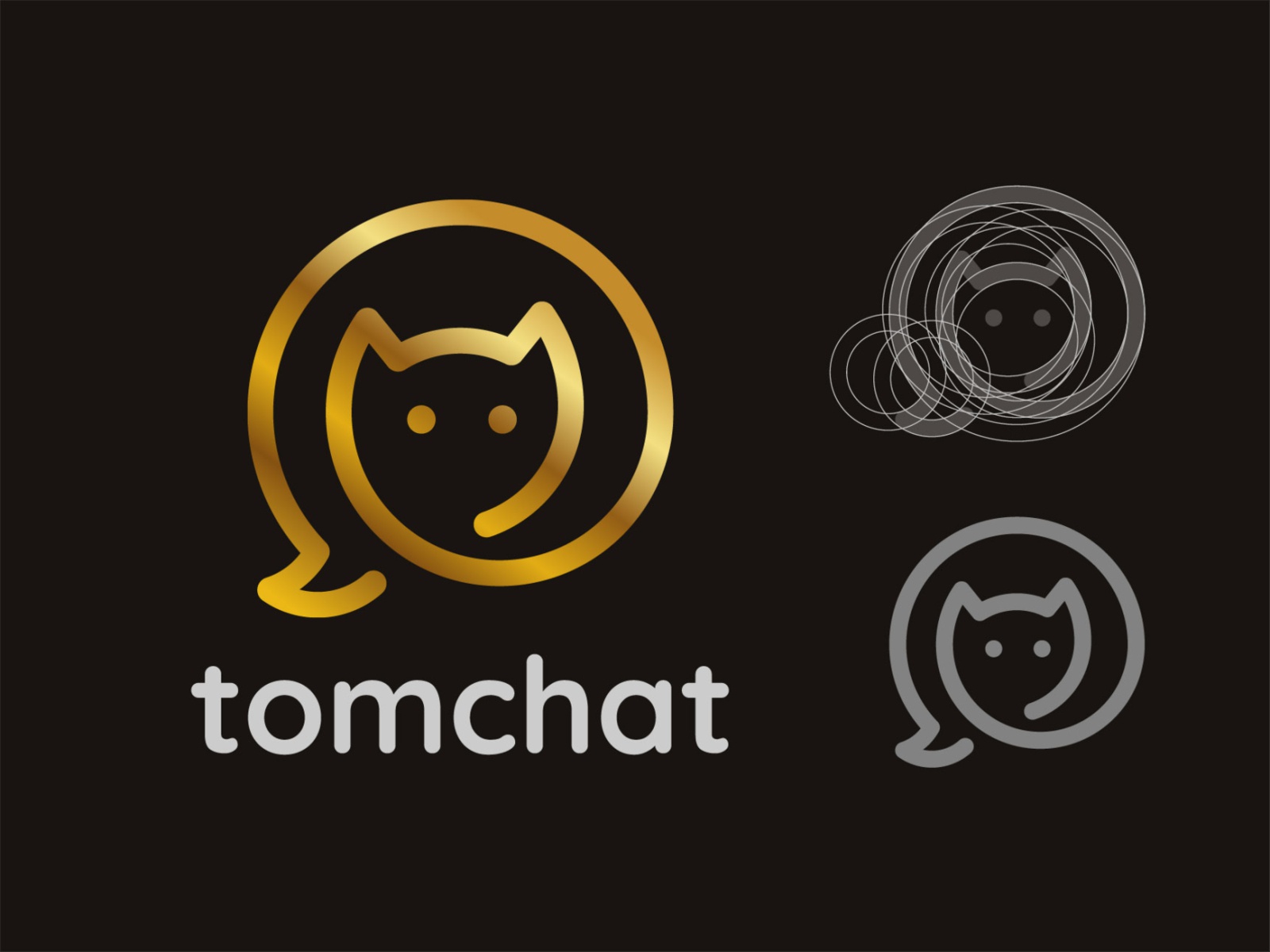 Talk bubble + Cat minimalist simple pet luxury logos illustraion desig.jpg
