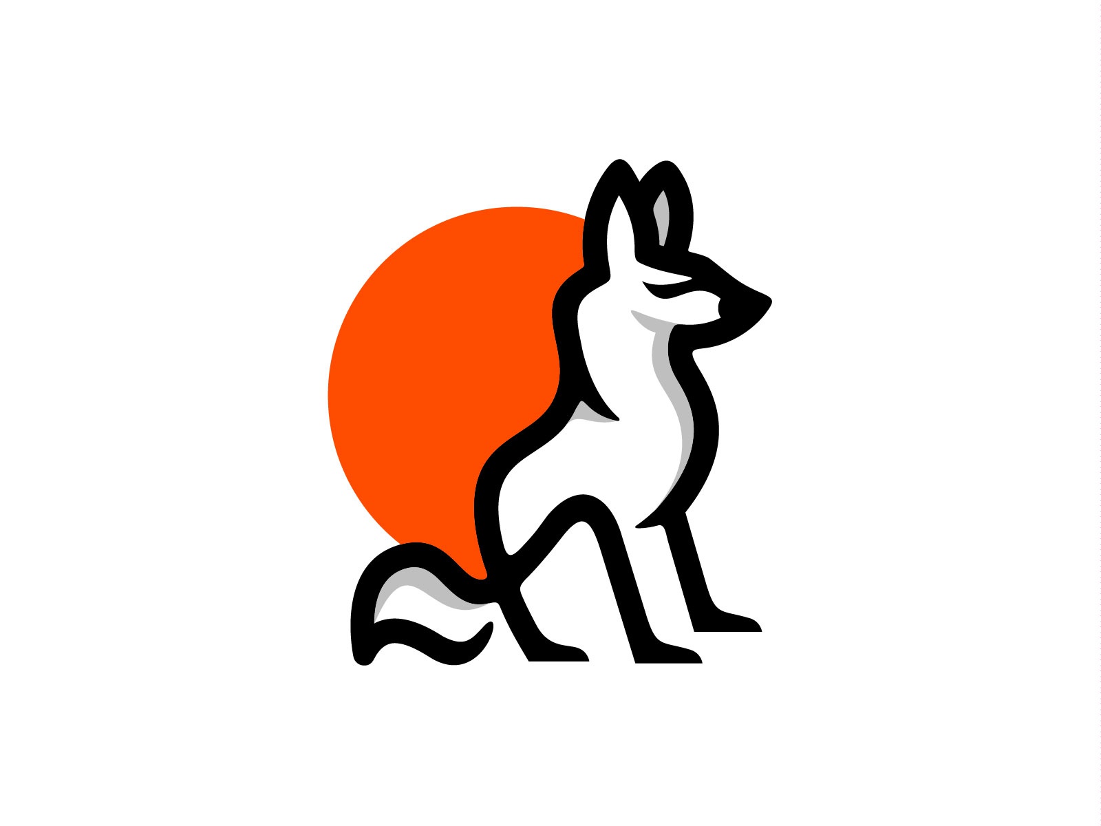 Wolf cute animal orange icon sunset wild wolverine design fox logo wol.jpg