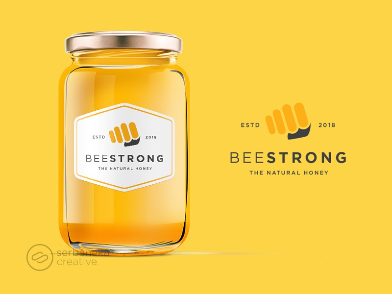 Bee Strong Honey logo heathy logo healthy strong nutrition bee hive be.jpg