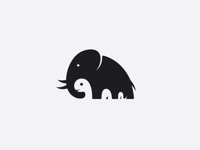 Elephant And Snake Negative Space logo inspirations flat logo design s.jpg