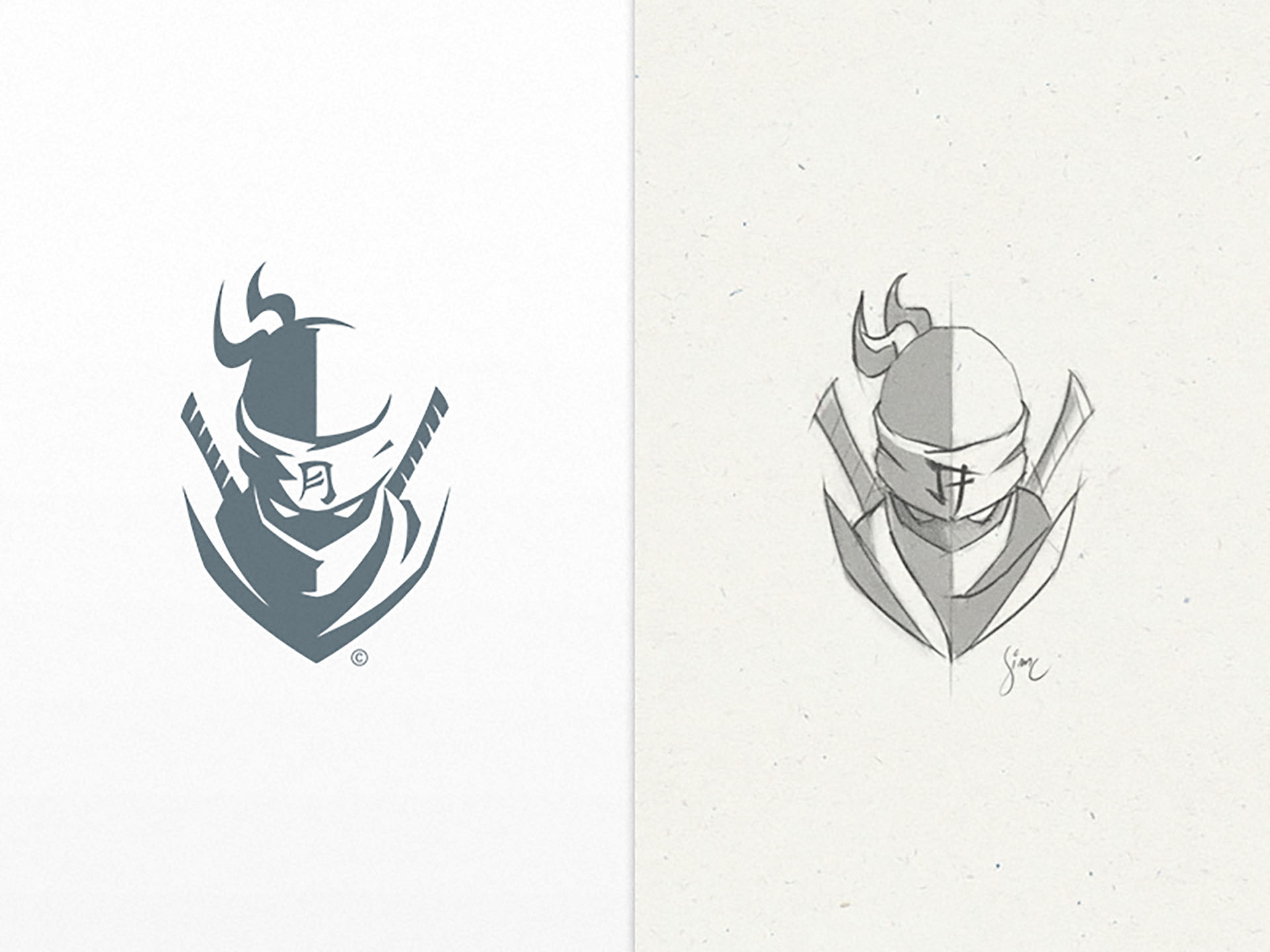 Arichiku  Logo Design process sketch negative space solid sword katana.jpg