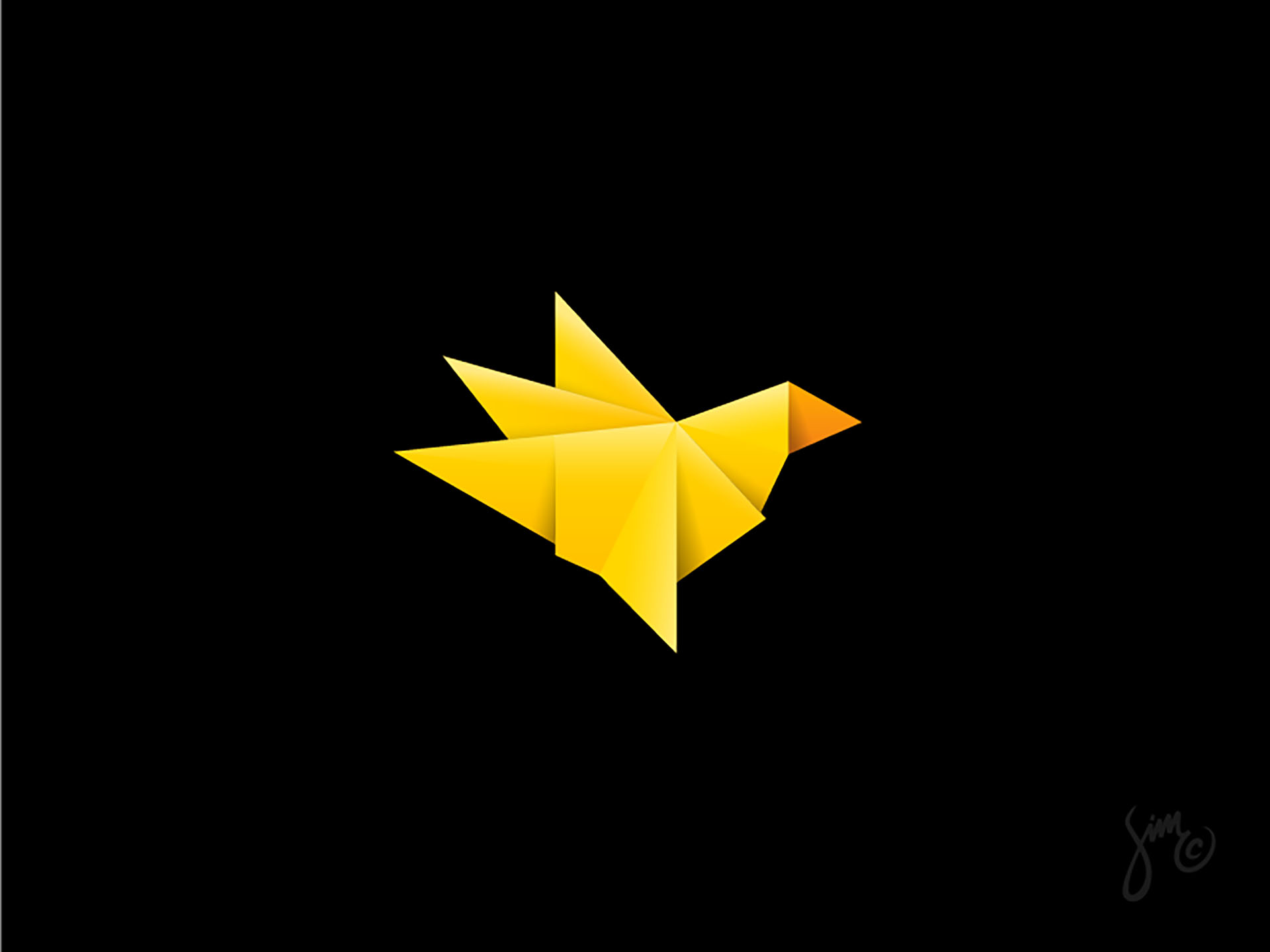Bird  Mark Design paper layers fold sharp origami yellow bird identity.jpg
