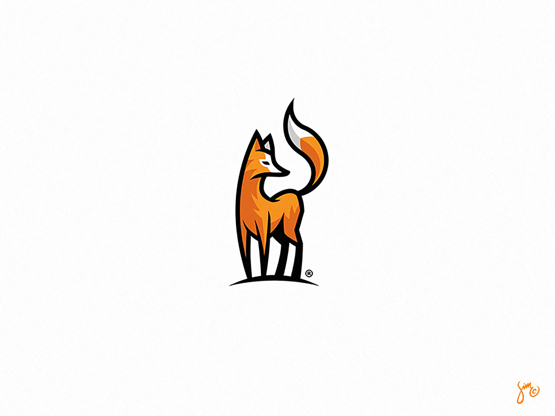 Fox 4  Logo Design white stance outline cool orange logodesign icon lo.jpg