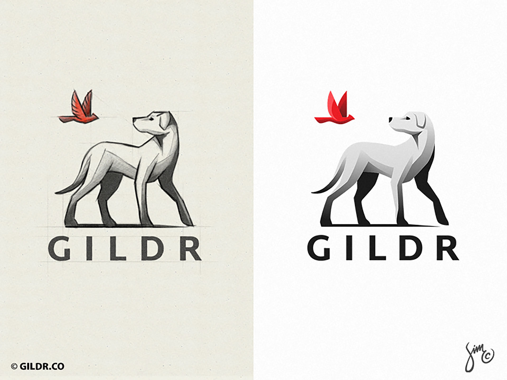 Gildr  Logo Design illustration shadow gradients goodbye animal design.jpg