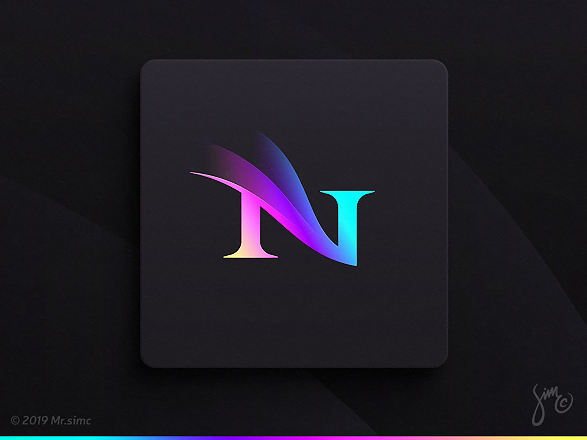 N  Lettermark aurora borealis minimal layers light elegant vivid holog.jpg
