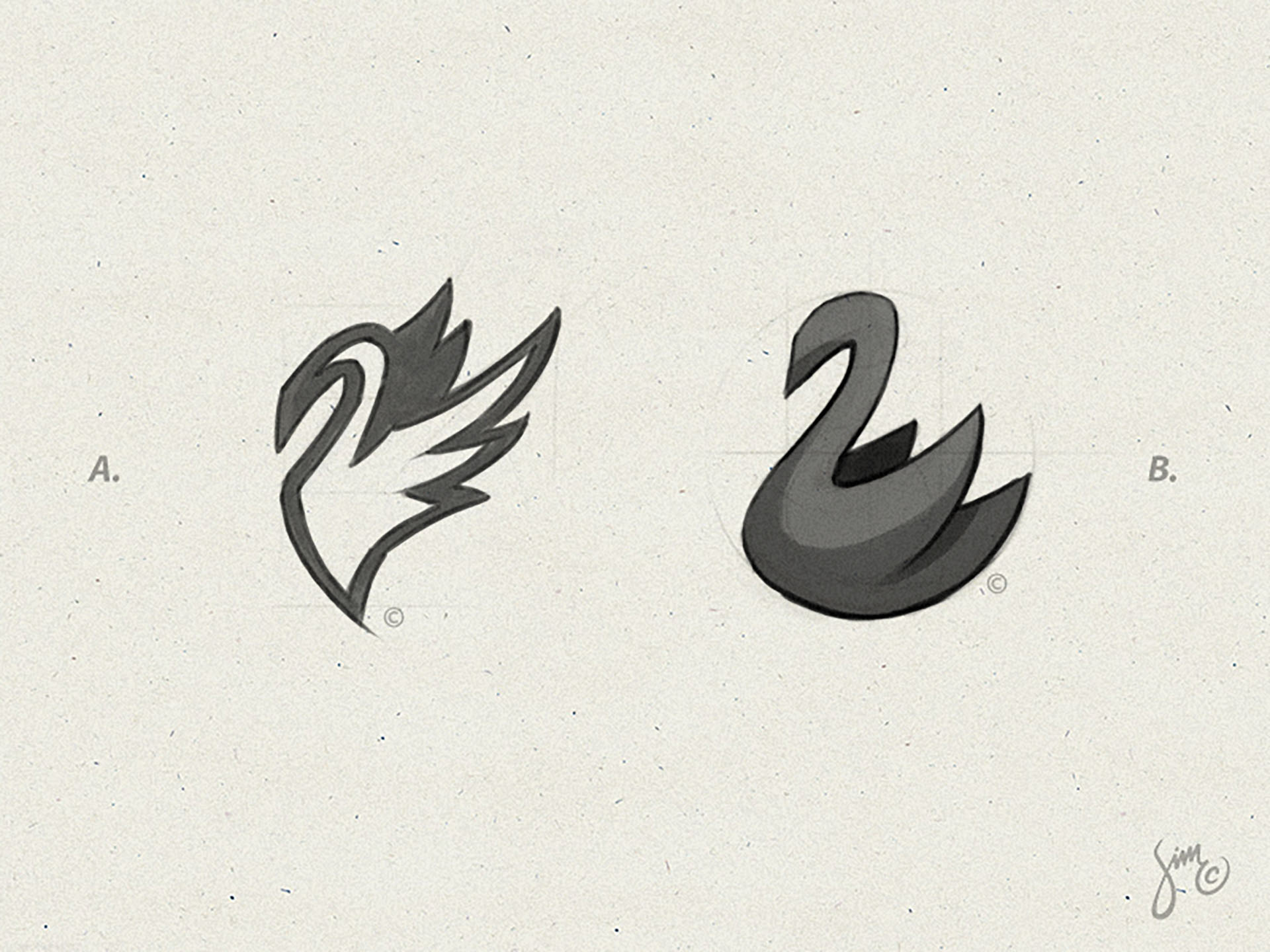 Swan  Logo Sketches a or b animal design nature bird logo concept blac.jpg