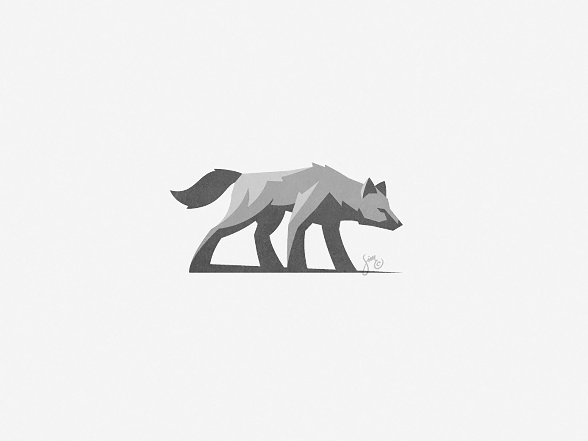 Wolf 2  Logo Design nature standing animal crisp sharp grey branding m.jpg