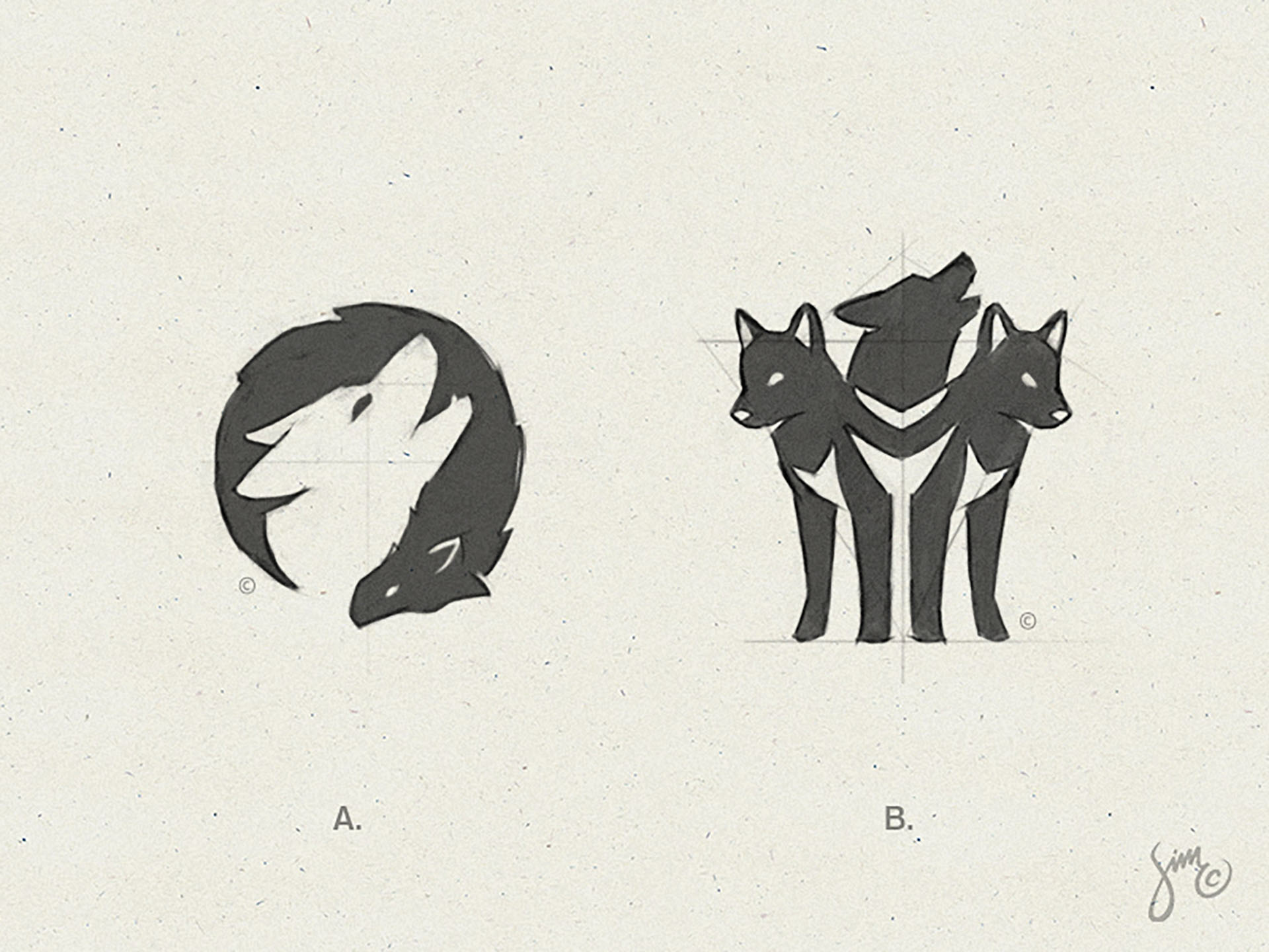 WOLVES  Sketches night sketches animal design black and white mark ico.jpg
