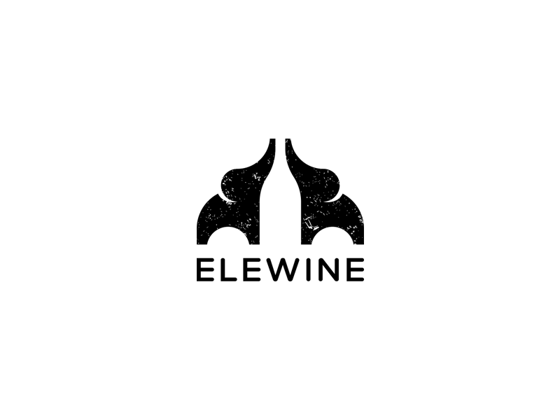Elewine elephant wine bottle animal logo negative space logomark symbo.png