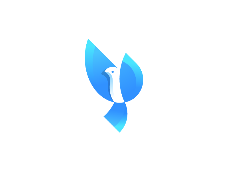 Flying Bird! gradient bird animal fly flying negative space logo mark.png