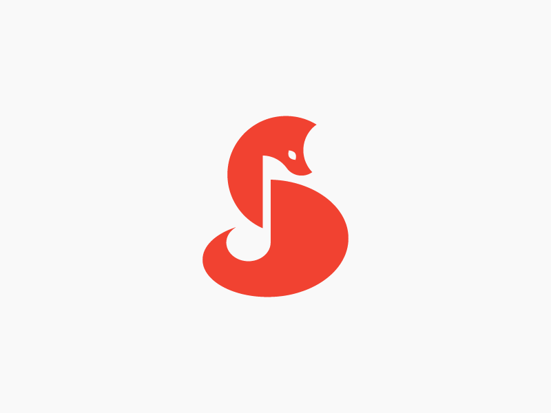 Fox + Music orange identity symbol mark logo negative space music note.png