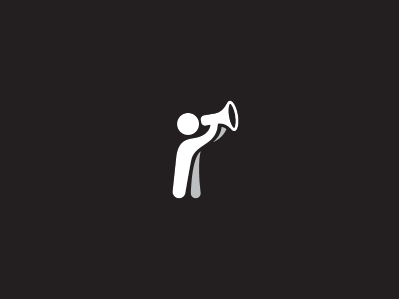 Offerina mark symbol man megaphone minimal kid identity logo design so.png