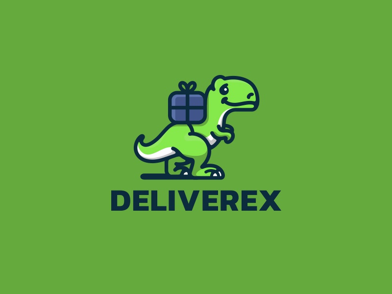 Deliverex character mascot logo creative playful cute t-rex courier bo.jpg