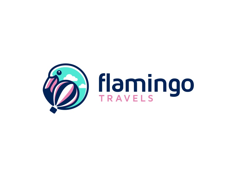 Flamingo Travels traveling clouds sky hot air balloon creative logo fl.jpg