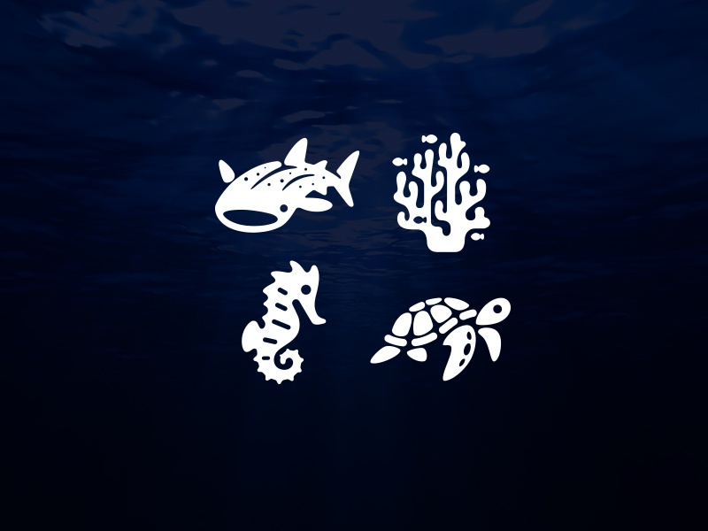 Ocean Icons logos sea turtle sea horse coral whale shark icon logo ani.jpg