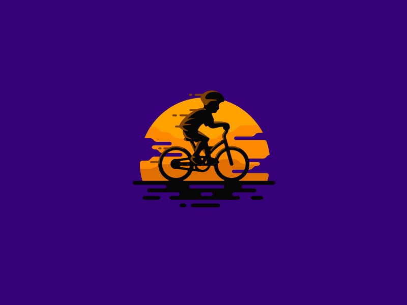 Riding to the sunset kreatank kid child purple illustration logo sun s.jpg
