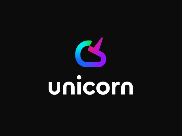 Unicorn kreatank brand identity creative rainbow simple mark logo colo.webp