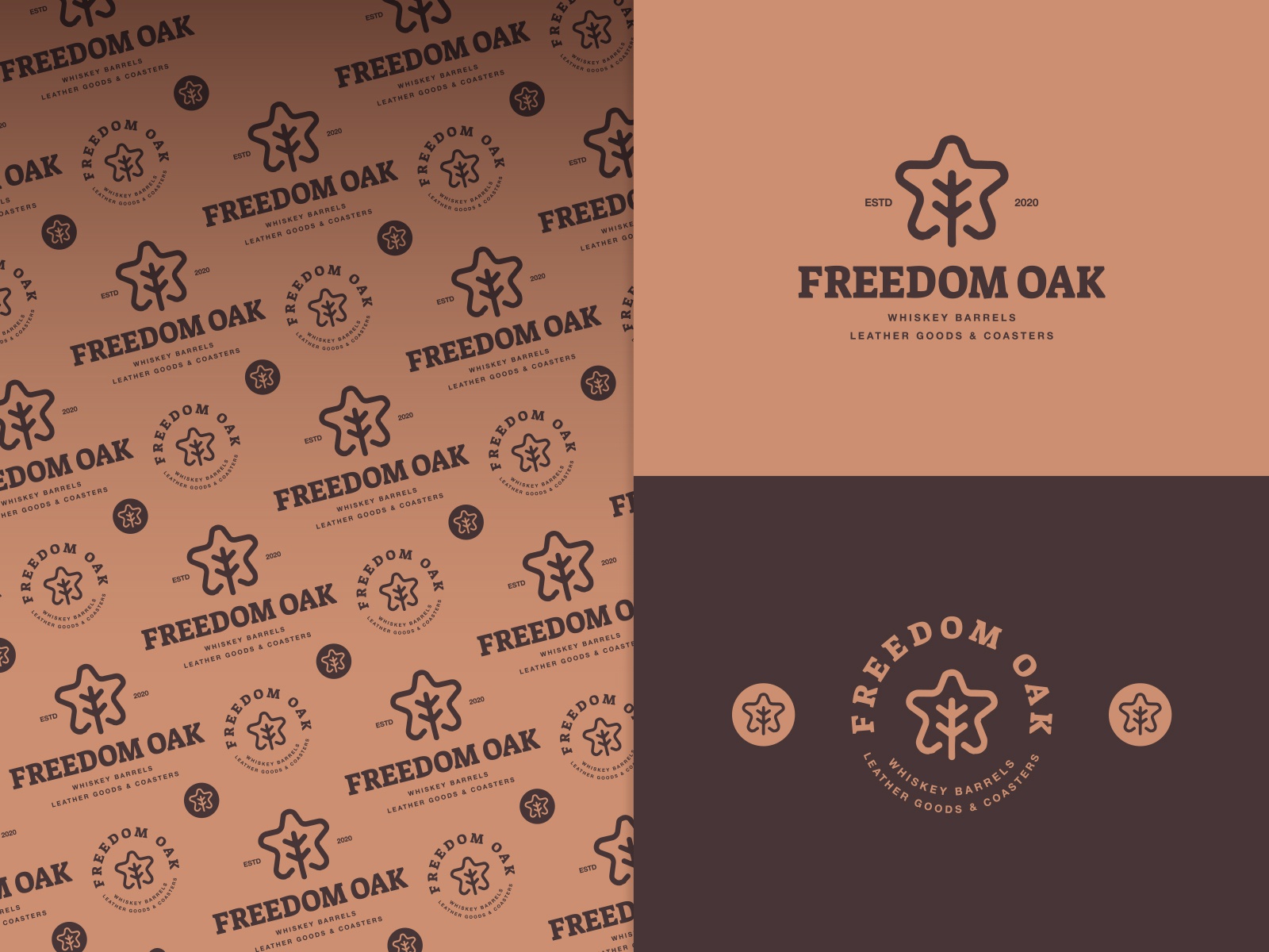 Freedom Oak retro rustic three print coasters leather whisky barrels o.jpg