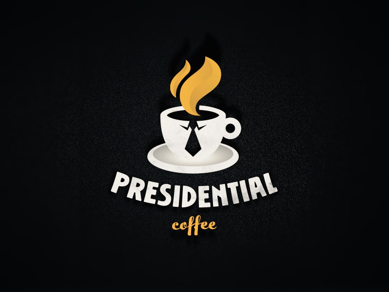 Presidential Caffee haircut tie cup president coffee symbol mark logo.jpg